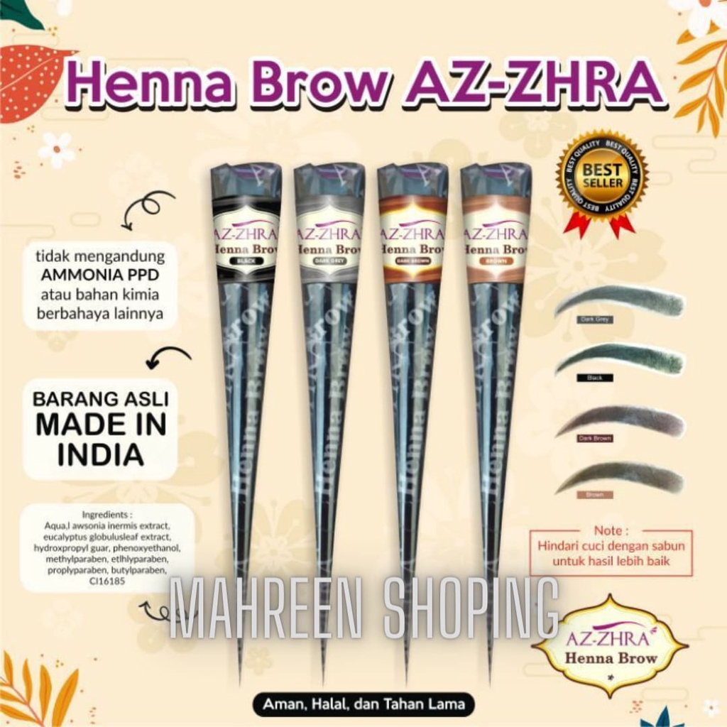 HENNA ALIS TAHAN LAMA / HENNA ALIS AZAHRA COKLAT DAN HITAM / SULAM ALIS / PENSIL ALIS / HENNA ALIS H