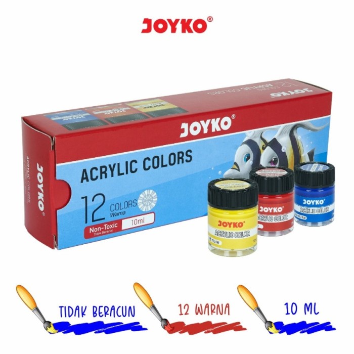 

Bagus Acrylic Color Set Cat Aklirik Joyko 12Warna Acc-10Ml/Cat Lukis Aklirik Terlaris