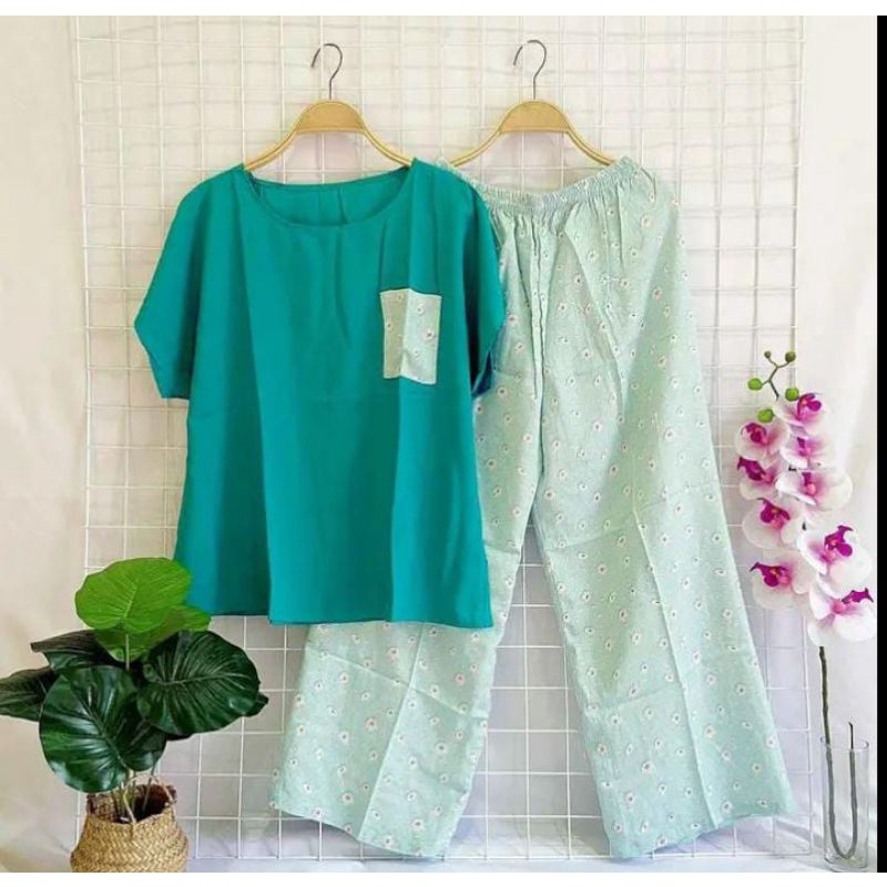 SETELAN WANITA DEWASA/ONE SET RAYON CELANA PANJANG KOMBINASI