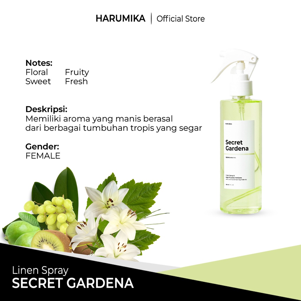 HARUMIKA SECRET GARDENA 250 ml LINEN SPRAY ANTI BACTERIAL