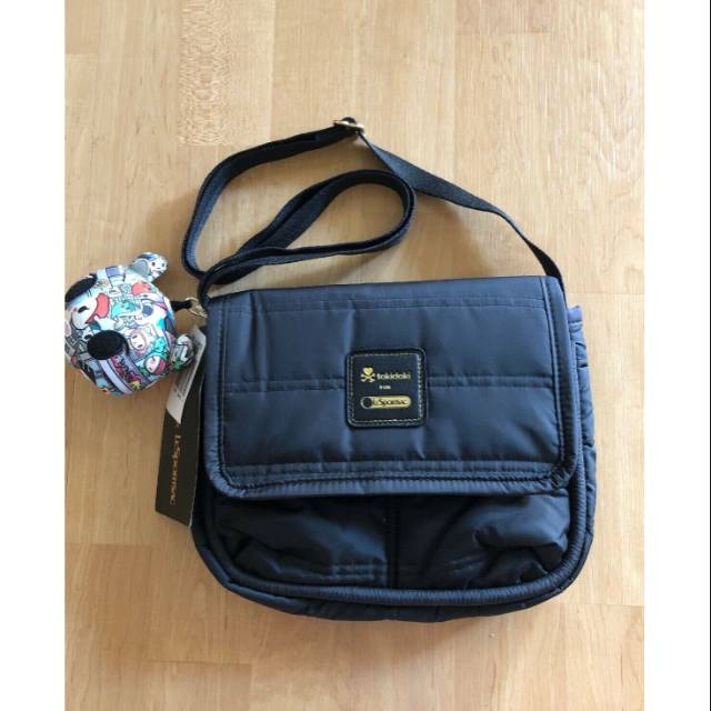 Lesportsac tokidoki x lesportdac gelatto crossbody shoulder bag black nylon quilted original asli