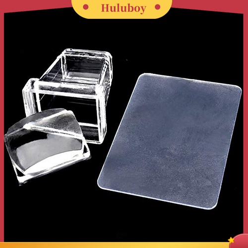 Huluboy Huluboy♡ 2pcs / Set Stamper / Scraper Nail Art Bahan Jelly Silikon