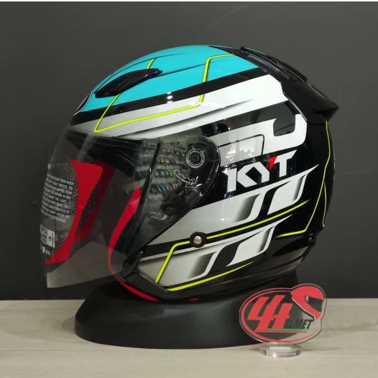 Helm KYT DJ MARU SERI 13 BLACK BLUEIS GREEN YELLLOW FLUO Half Face Single Visor