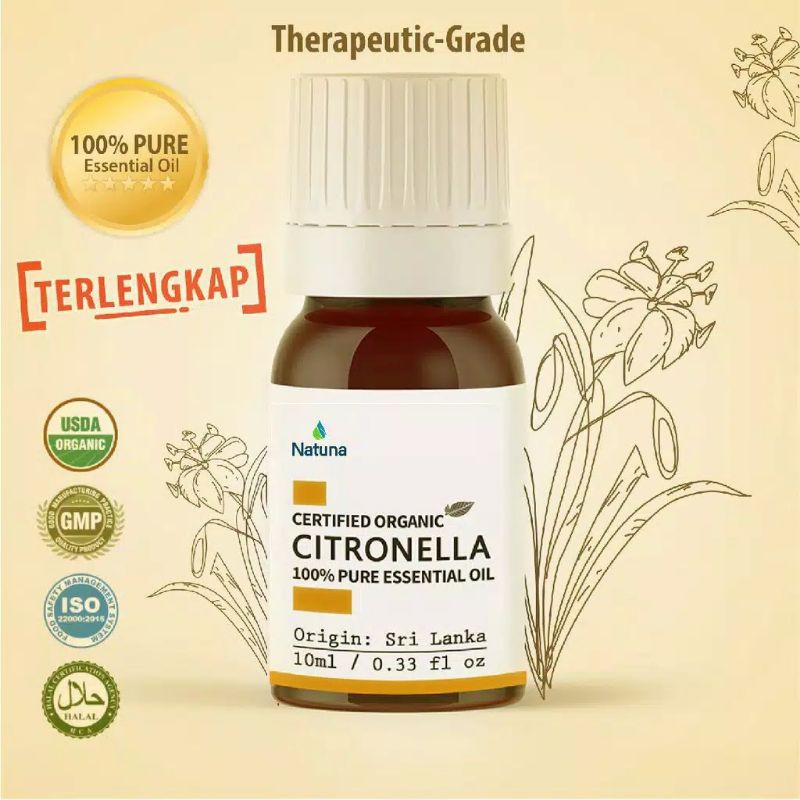 Natuna Citronella Essential Oil Minyak Essensial Atsiri Aroma Terapi EO Diffuser Difuser Humidifier