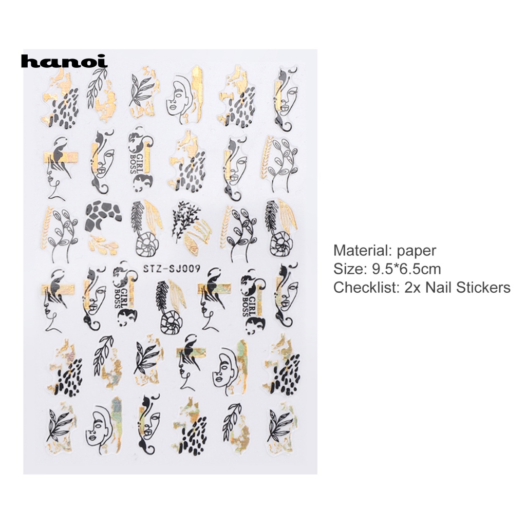 Han_ 2Pcs / Set Stiker Decal Motif Bunga Mawar Untuk Dekorasi Nail Art / Manicure