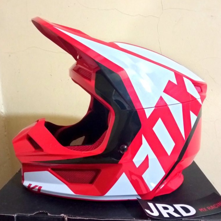 HELM FOX V1 PRIX ECE RED WHITE UNTUK ANAK YOUTH HELM MOTOCROSS ANAK