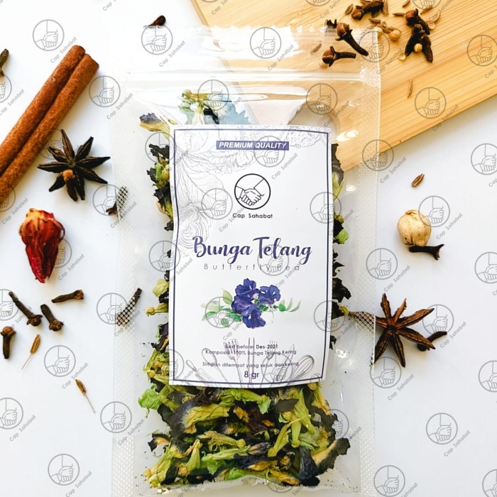 

teh-daun- 8gr teh bunga telang kering / dried butterfly pea / rempah / jsr 100% -daun-teh.