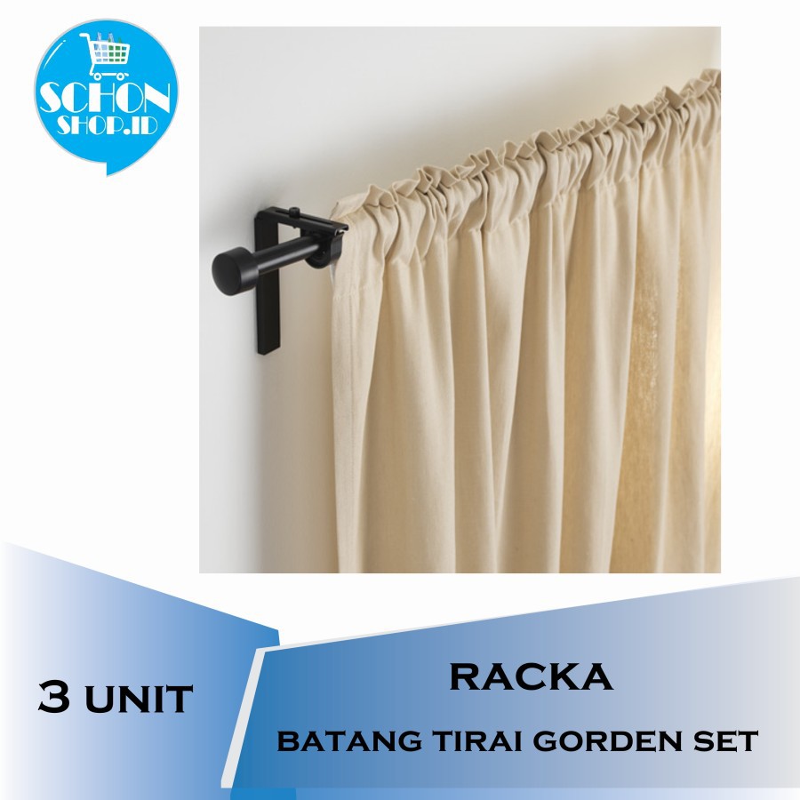 Besi Gordeng Batang Gorden Tiang Rel Baja Gordyn Fullset 210-385cm RACKA