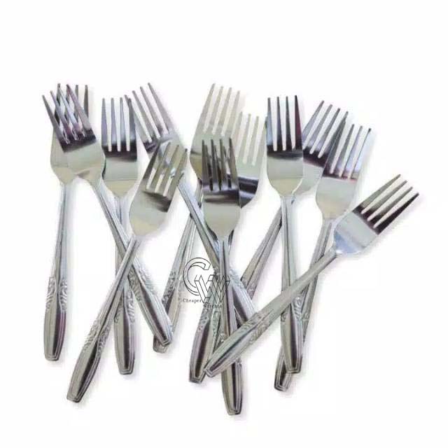 Cheaper-6Pcs-Garpu Makan stainless tebal / Garpu makan stainless / sendok tebal 18cm