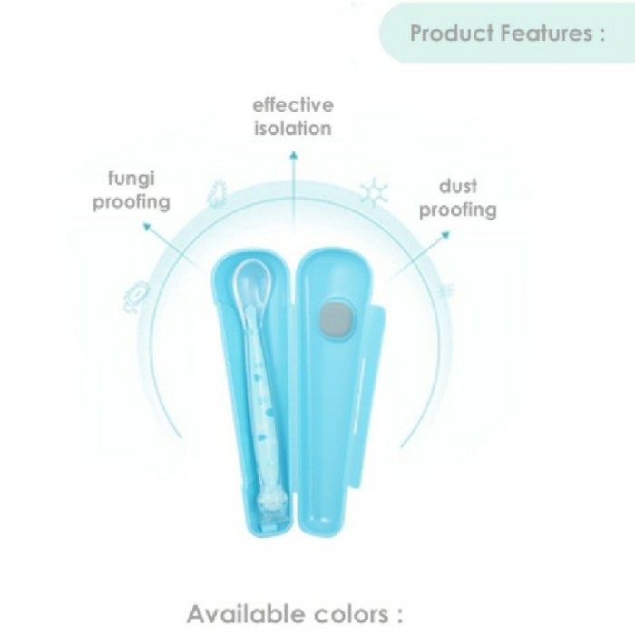 BABYQLO Silicone Spoon with Case Sendok Bayi Silikon Baby Spoon dengan Casing Penyimpanan