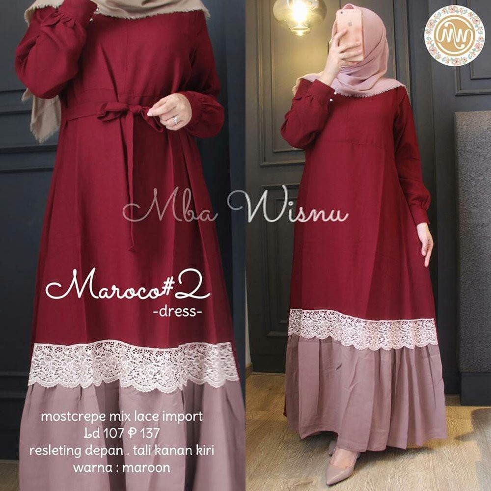 Promo Murah Baju Muslim Maroco Dress Wanita Baju Gamis Wanita Terbaru Gamis Syari Renda Murah Shopee Indonesia