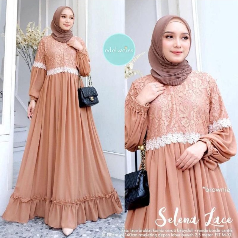 dress wanita SELENA LACE gamis pesta dress pesta wanita New Collection