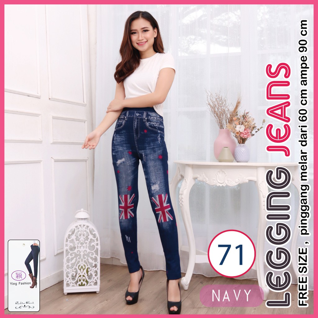 Legging Jeans # 71 / celana legging wanita / legging import wanita / celana legging jeans premium