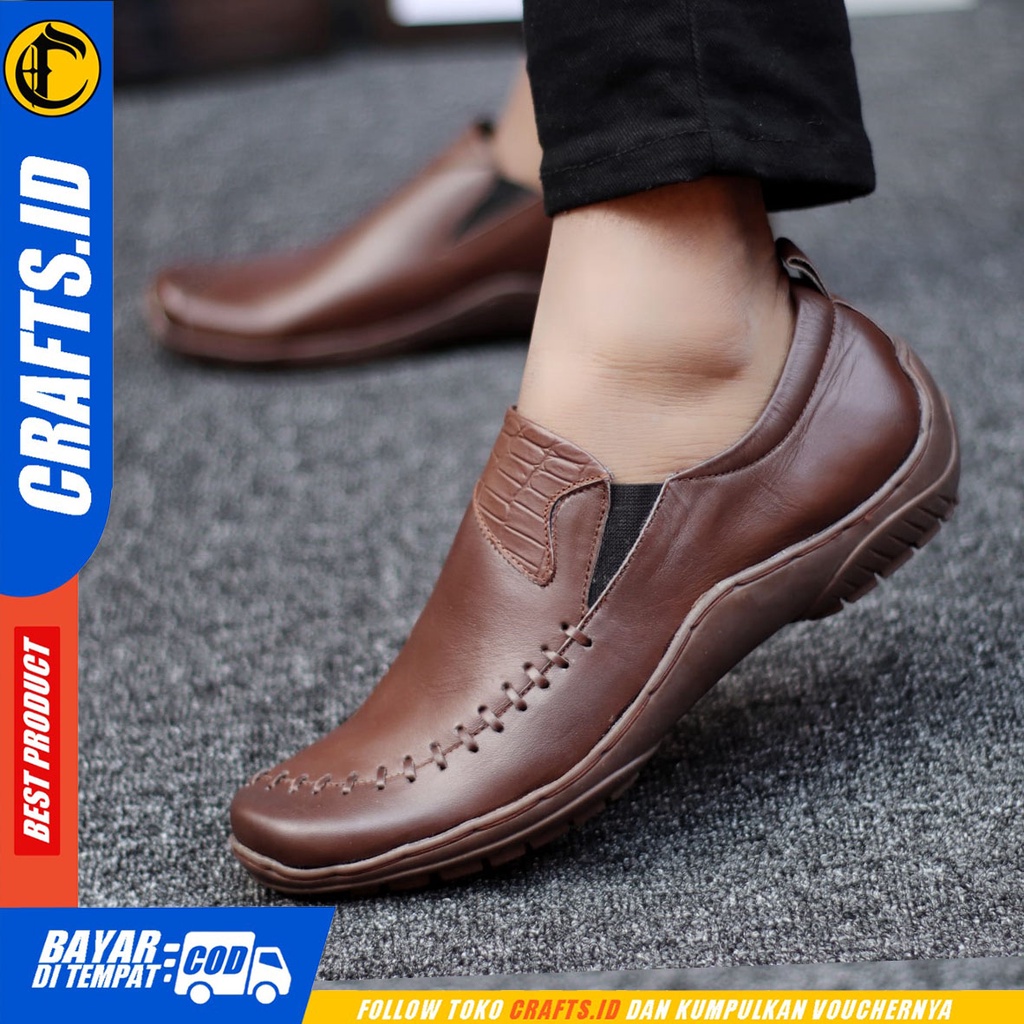 Crafts Gohan - Sepatu Kulit Casual Kerja Slip On Pria