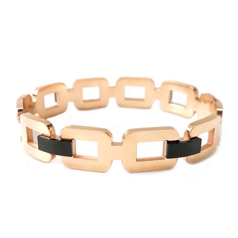 Gelang Tangan Rantai titanium steel Lapis rose gold 18K Anti Air hypoallergenic Gaya Korea Untuk Wanita