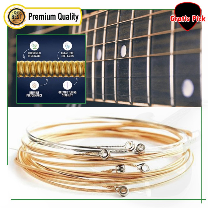 Senar Gitar Akustik Elixir Phosphor Bronze 010-047 Nanoweb Tahan Karat