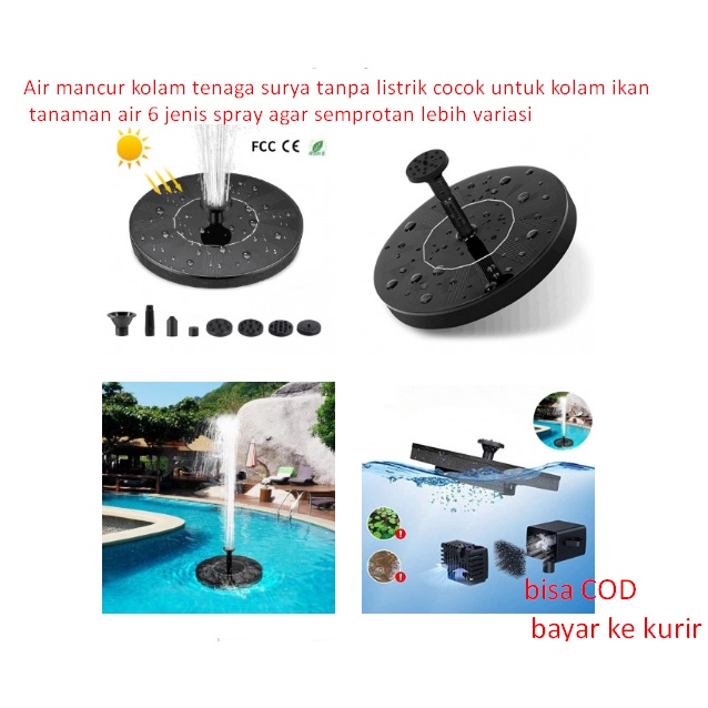 Air mancur kolam tenaga surya tanpa listrik cocok untuk kolam ikan tanaman air 6 jenis spray agar semprotan lebih variasi