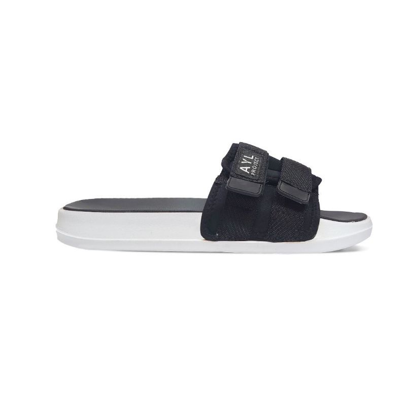 Sandal Slide Pria / Sandal Selop Pria Sandal Slip On Sandal Pria terbaru AYL Project V 2 Strap Black White