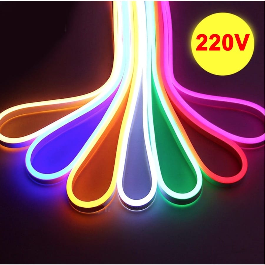 Lampu strip neon flexible waterproof ip 65 Paket 5 meter 10 meter Lengkap Tinggal Colok