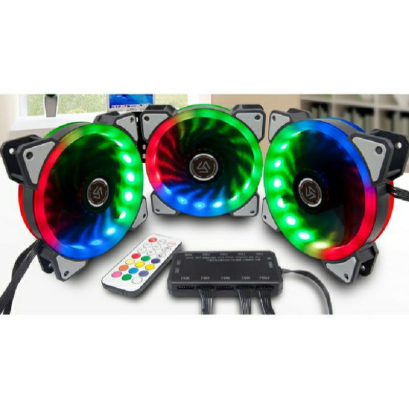 FAN RGB 3 BUAH + 1 CONTROLLER + 1 REMOTE / FAN CASING RGB / FAN CASE