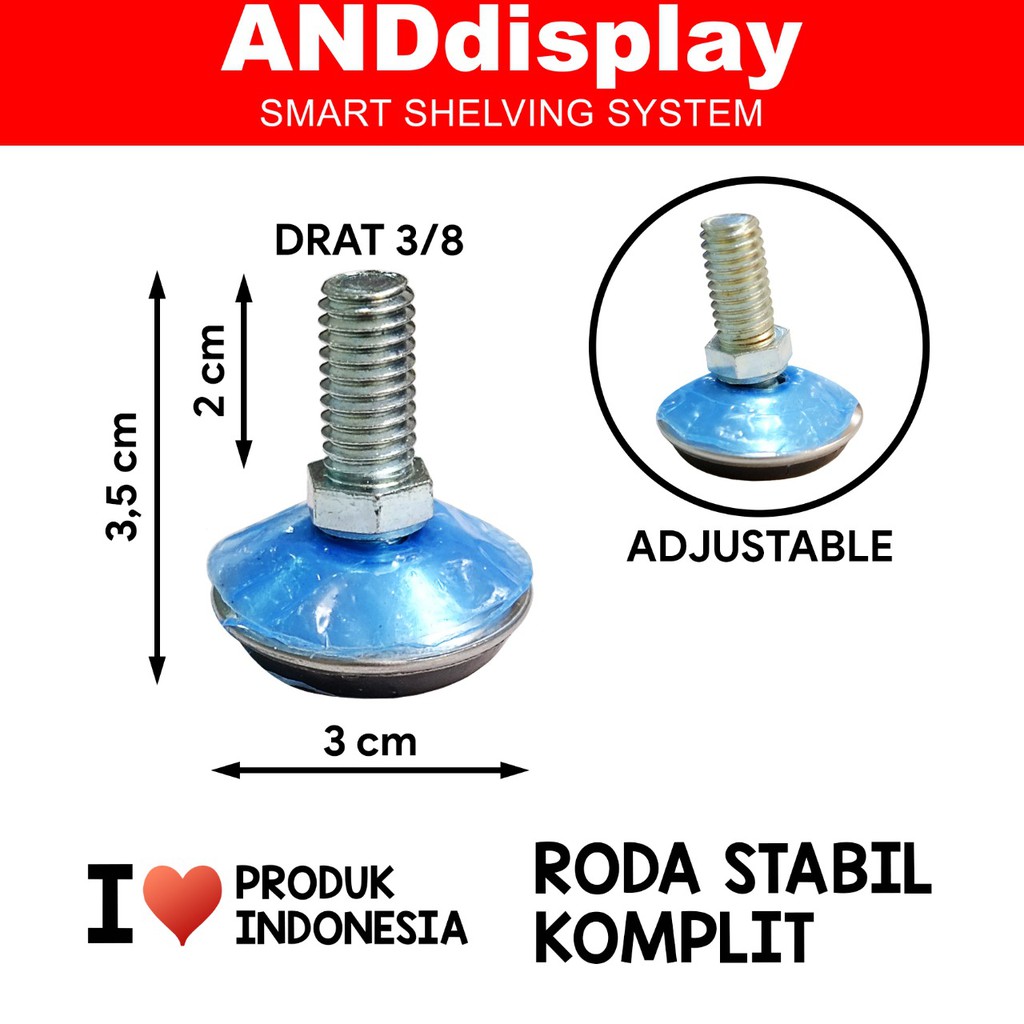 KAKI RODA STABIL POLOS 4 PCS ADJUSTER GOYANG MEJA FURNITURE ANDDISPLAY