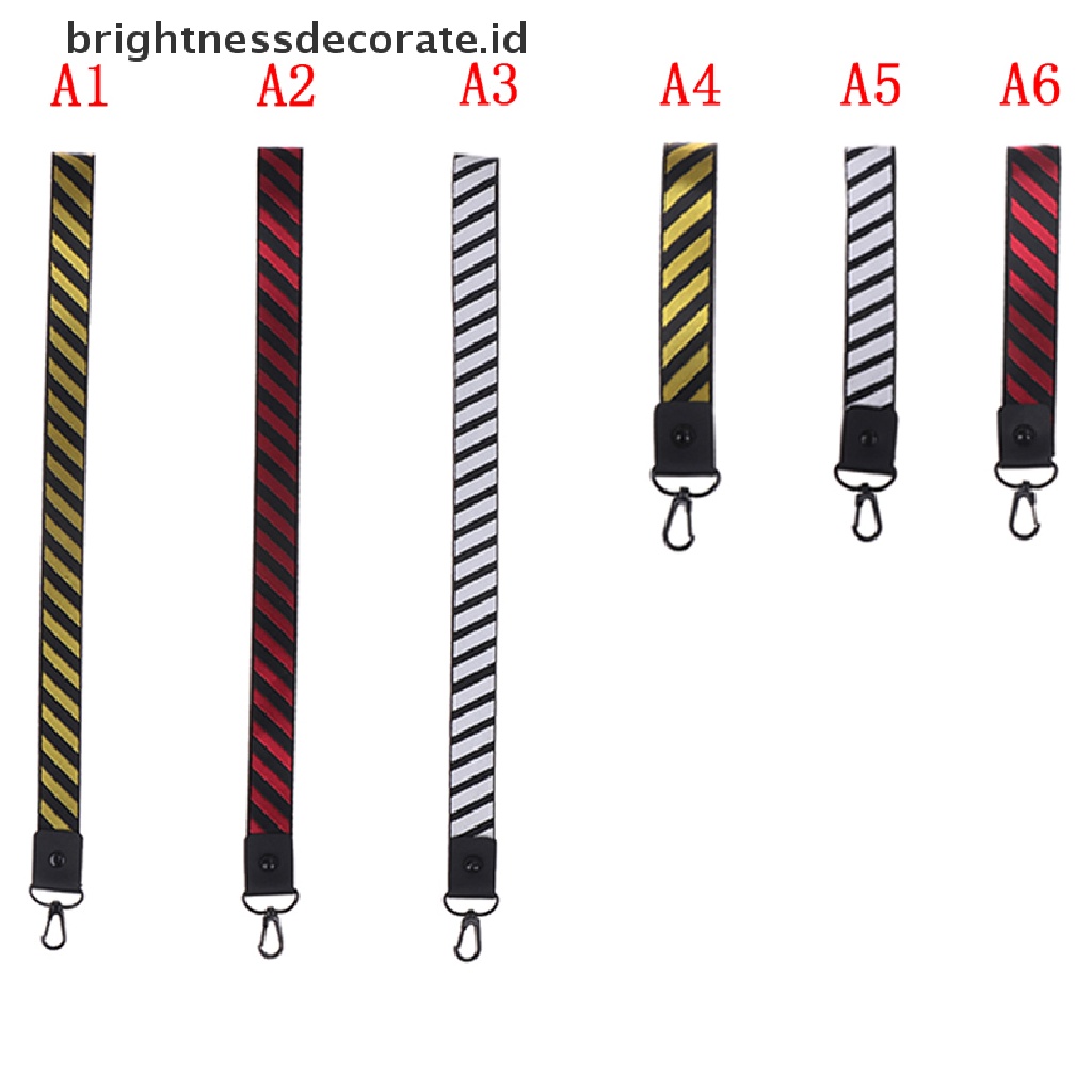 Tali Lanyard Leher Pergelangan Tangan Motif Garis Untuk Kunci Kartu ID Ponsel