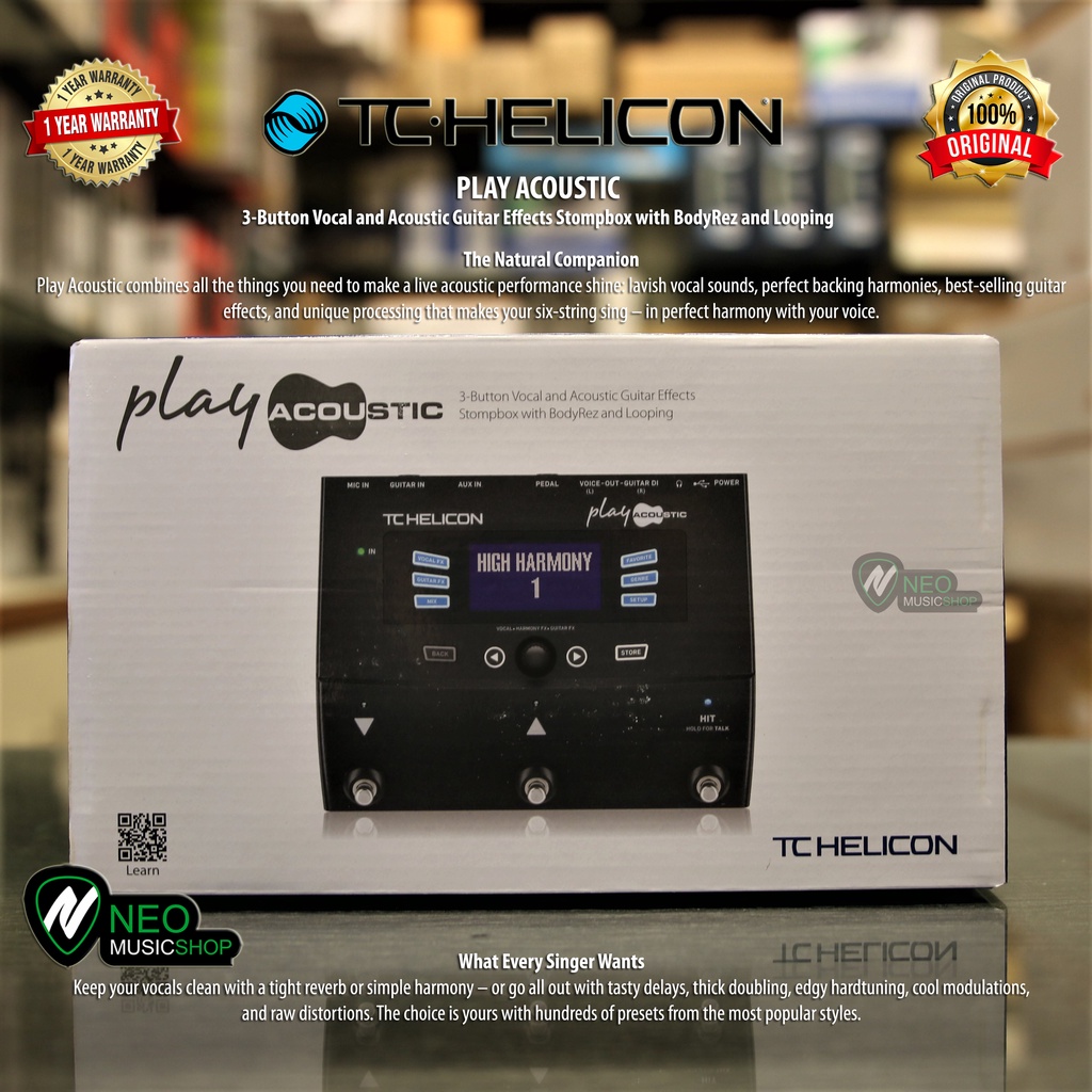 TC HELICON PLAY ACOUSTIC 3-Button Vocal and Acoustic Guitar Effects