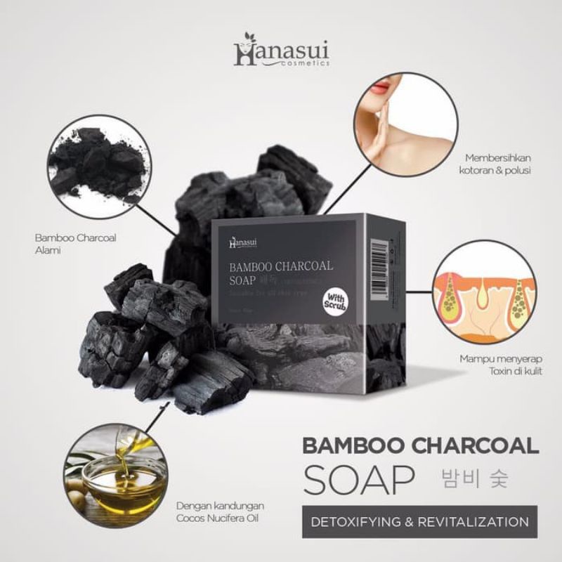 Medan Termurah Sabun Arang Multifungsi Hanasui Bamboo Charcoal Scrub Soap