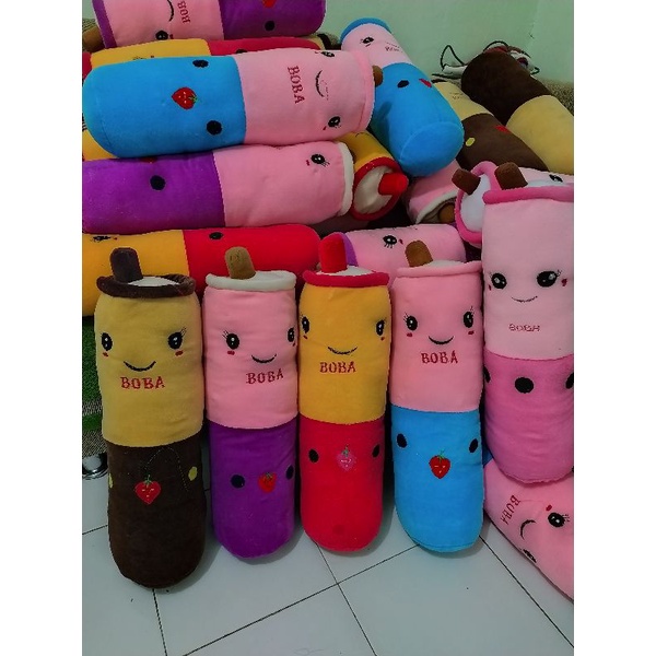 BONEKA GULING BOBA  MILK TEA LED VIRAL
