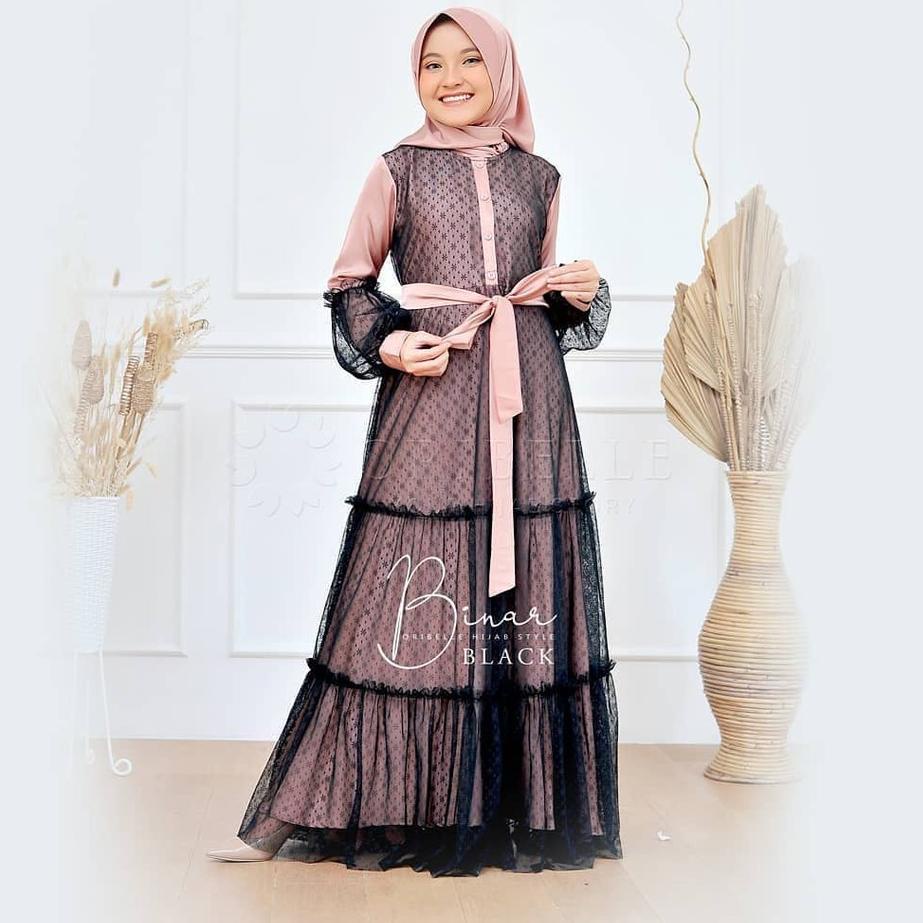 ✾ [ ] Binar Syar'i Kids 10-12th / Gamis Anak Perempuan Tanggung / Kekinian / Terbaru Muslim / Dress 