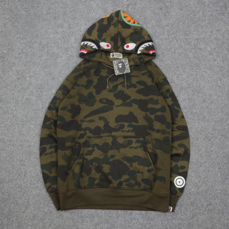 SWEATER HOODIE BAPE SHARK WGM CAMO ARMY FULLTAG &amp; LEBEL