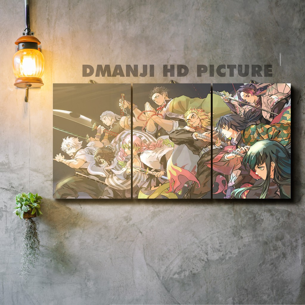 POSTER KAYU MULTIPANEL KIMETSU NO YAIBA / 60X30 / HIASAN DINDING DEMON SLAYER / PAJANGAN KAMAR ANIME-HD - KNY 92