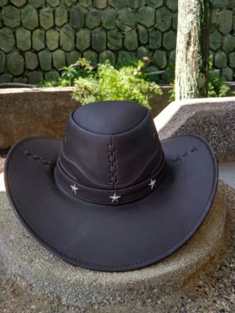 Promo Kojo Garut- Topi kulit/topi koboy kulit/topi laken asli kulit