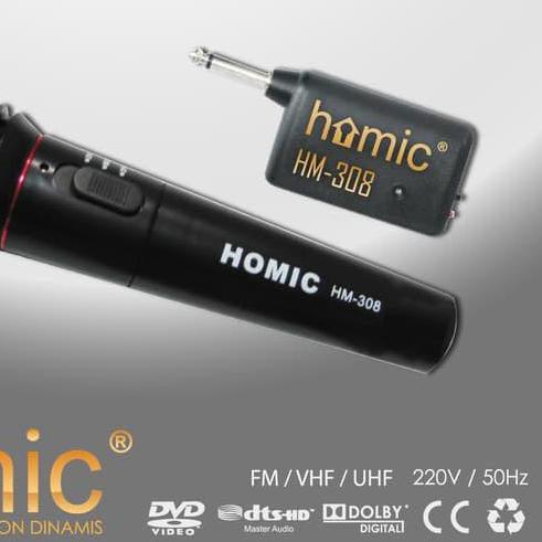 ◙ MIC HM-308 Microphone single wireless Homic 308 2in1 (wireless dan kabel) ➣