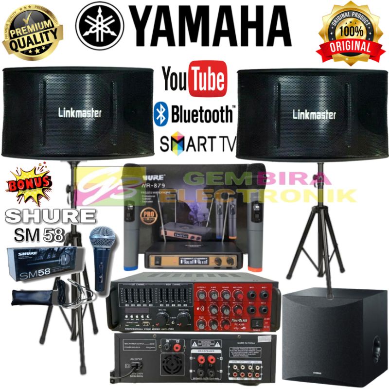 Paket Lengkap Karaoke Speaker Linkmaster Subwoofer Aktif Yamaha Original Sound System Bluetooth