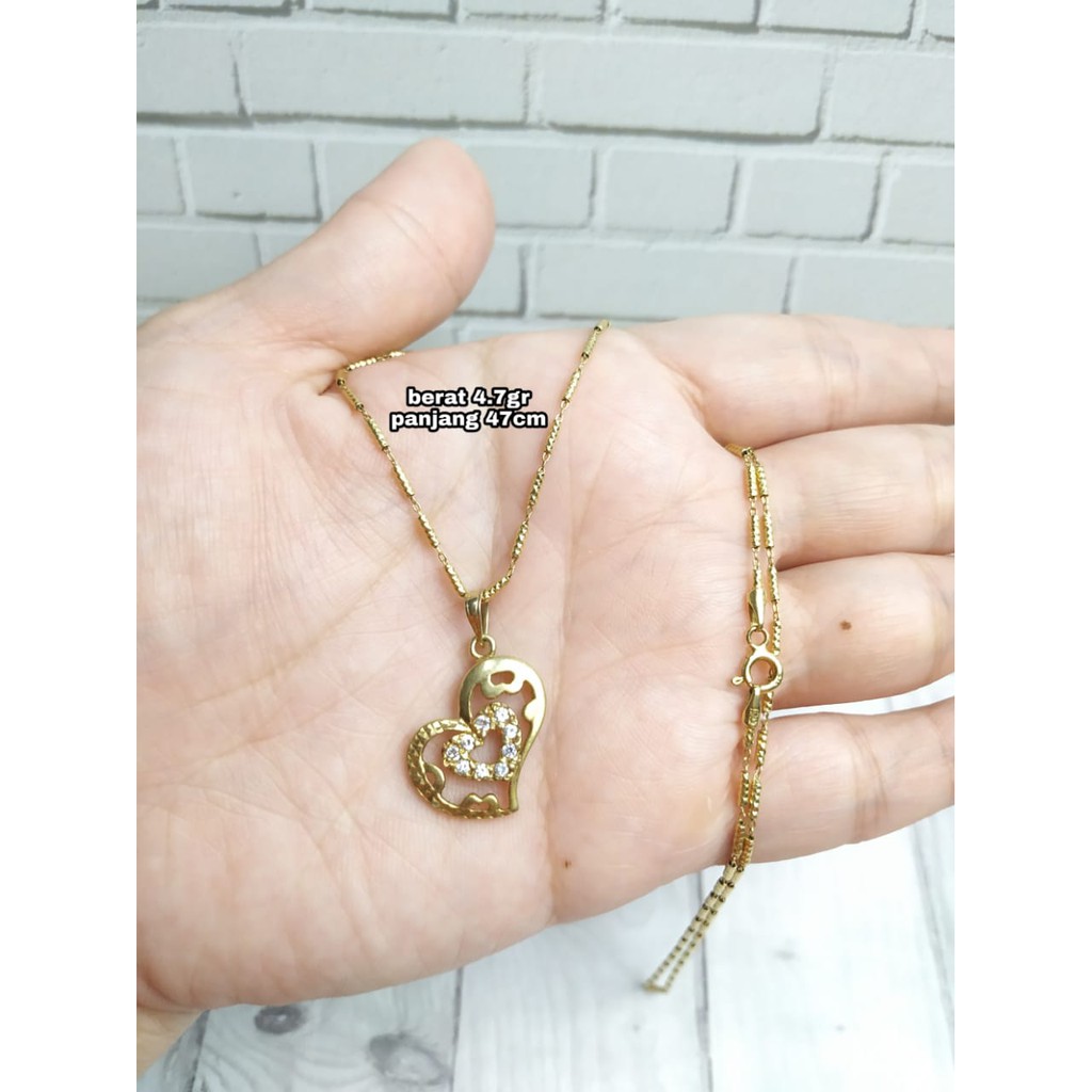 KALUNG PIPA LIONTIN LOVE GOLD PERAK ASLI S925 KODE CD077