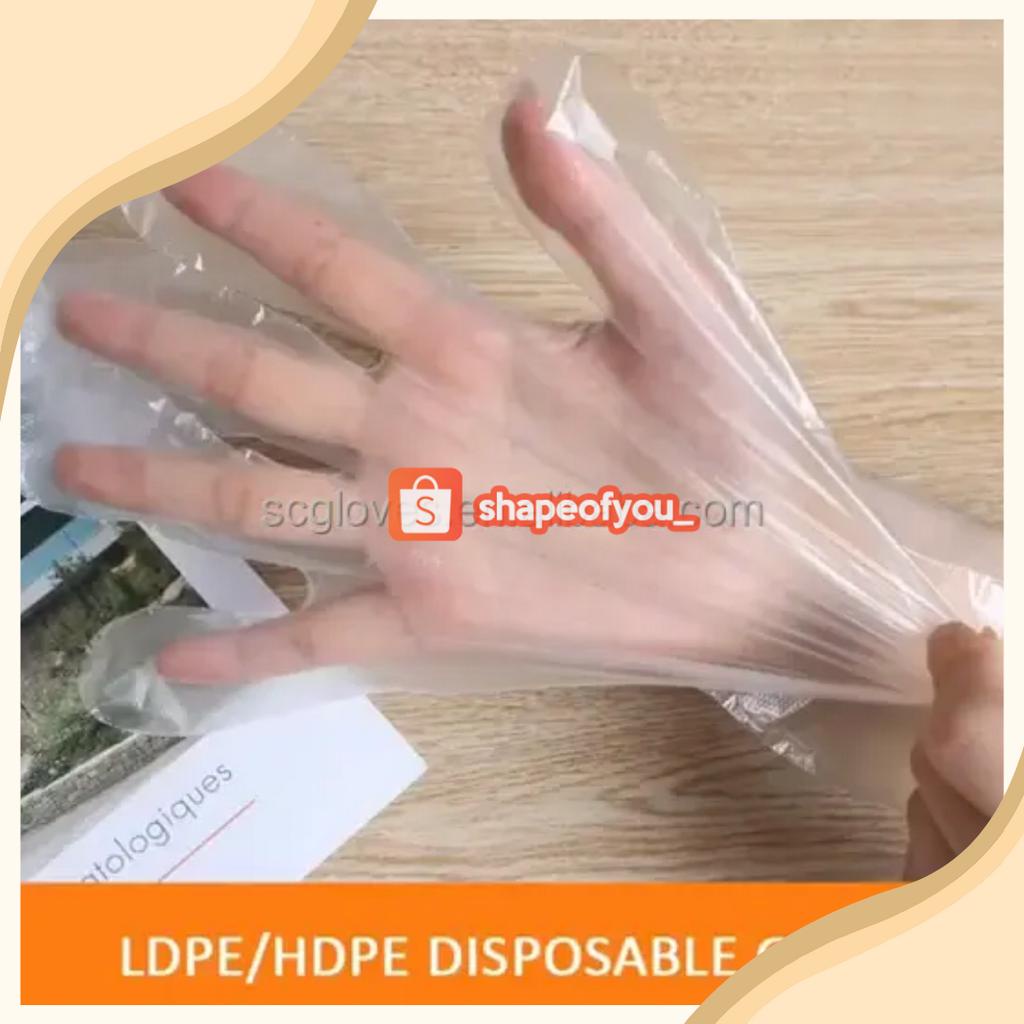 Sarung Tangan Plastik Sekali Pakai Tebal Tidak Mudah Sobek Disposable Gloves Isi 100pcs Premium Bisa COD