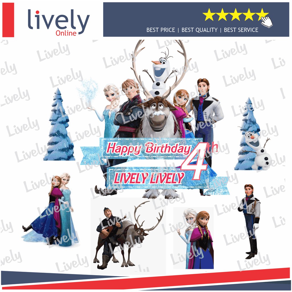 CUSTOM NAMA HIASAN KUE ULANG TAHUN FROZEN 03 CAKE TOPPER KARAKTER  HAPPY BIRTHDAY