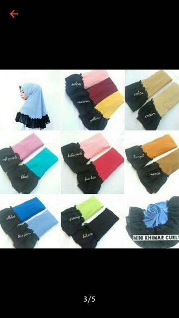 Kerudung Jilbab Bergor Mini Kombinasi Rimple Ruffle Curly