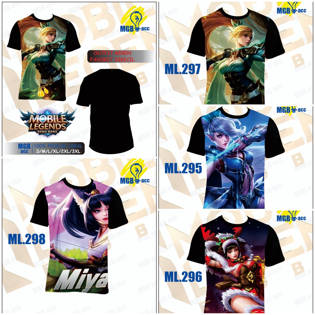 Kaos Baju Anak Atasan Laki Laki Perempuan Sublim Printing Lucu Motif Hero Mobile legend Marksman MIY