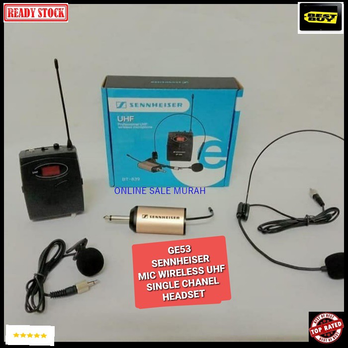 G53 Sennheiser Mic Wireless cas Single UHF headset bando senheiser baterai charger mik wireles pro karaoke mikrophone microphone casan audio sound vokal vocal professional panggung dj studio senheizer  BISA DIGUNAKAN SEGALA JENIS AUDIO SOUND  SINGLE. UHF.