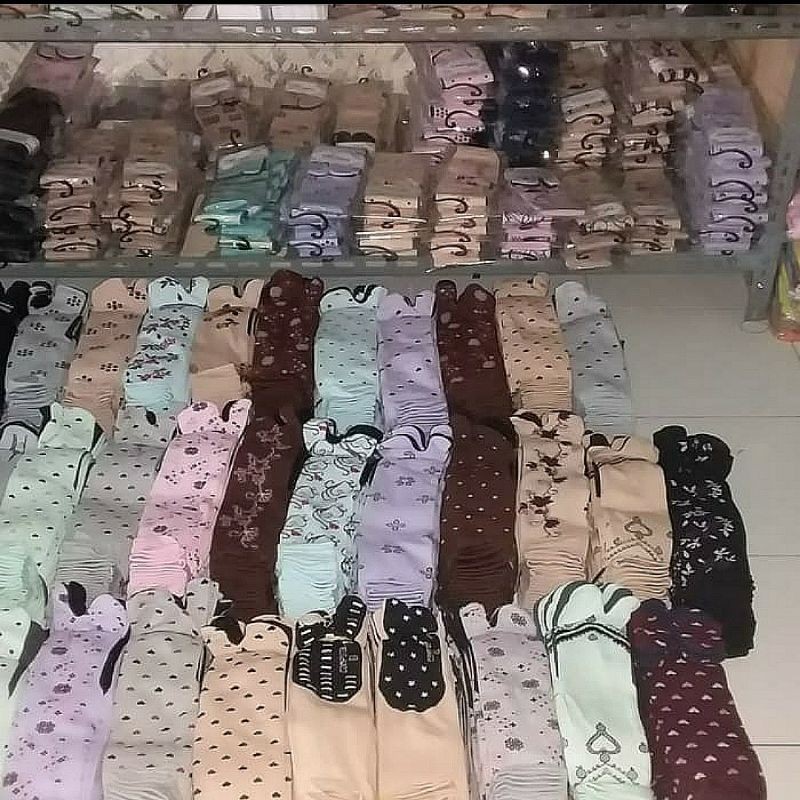 1 lusin- kaos kaki jempol motif mix warna/kaos kaki wanita/12 pasang