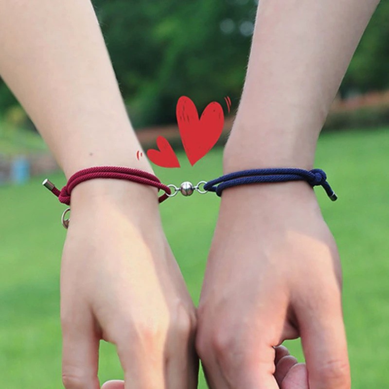 OVERFLOWS.ID 2 Pcs Gelang Couple Magnet Bahan Tali Rope Gelang Persahabatan Murah