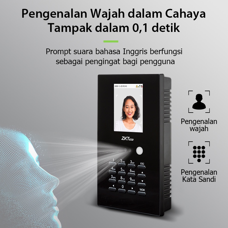 ZKTeco Mesin absensi Akses Kontrol Mesin Absen Wajah Unduh USB/LAN，SSR Excel Software