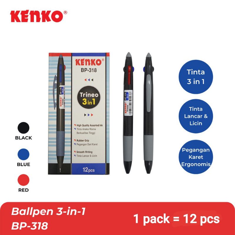 

KENKO BALLPEN / PEN / PULPEN / PENA BP-318 (3 in 1)