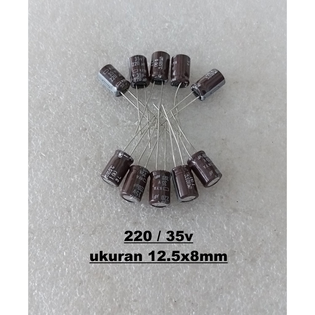 Capacitor Elco 220uf 35v 12.5x8 10pcs