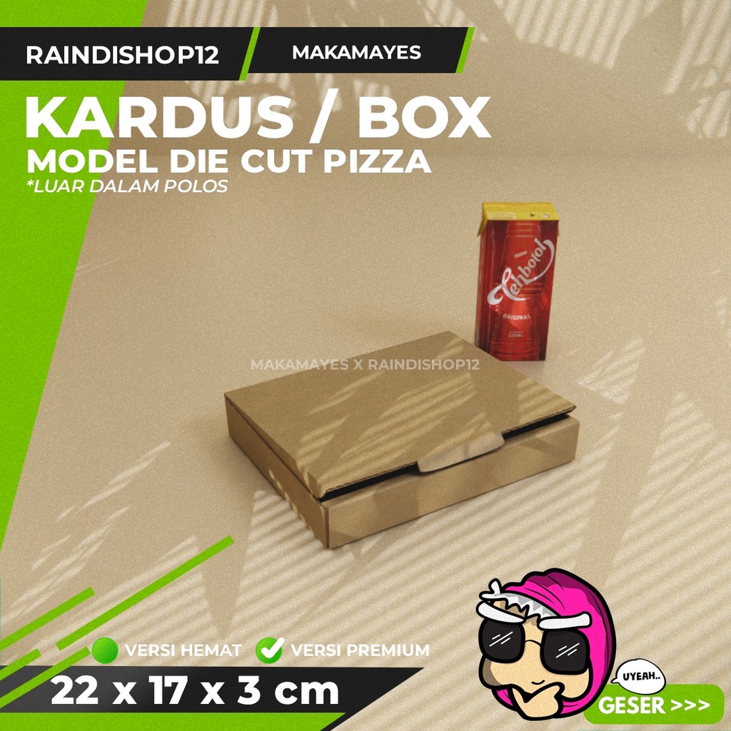 

(MIN 10 PCS) BOX 22 X 17 X 3 CM KARDUS DIE CUT PIZZA KEMASAN PACKAGING KADO