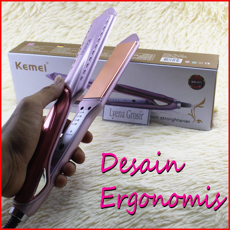 Catokan Pelurus Rambut KEMEI KM-471 Plate Hair Iron Nano Silver Gold Temperatur Control ORIGINAL TERMURAH