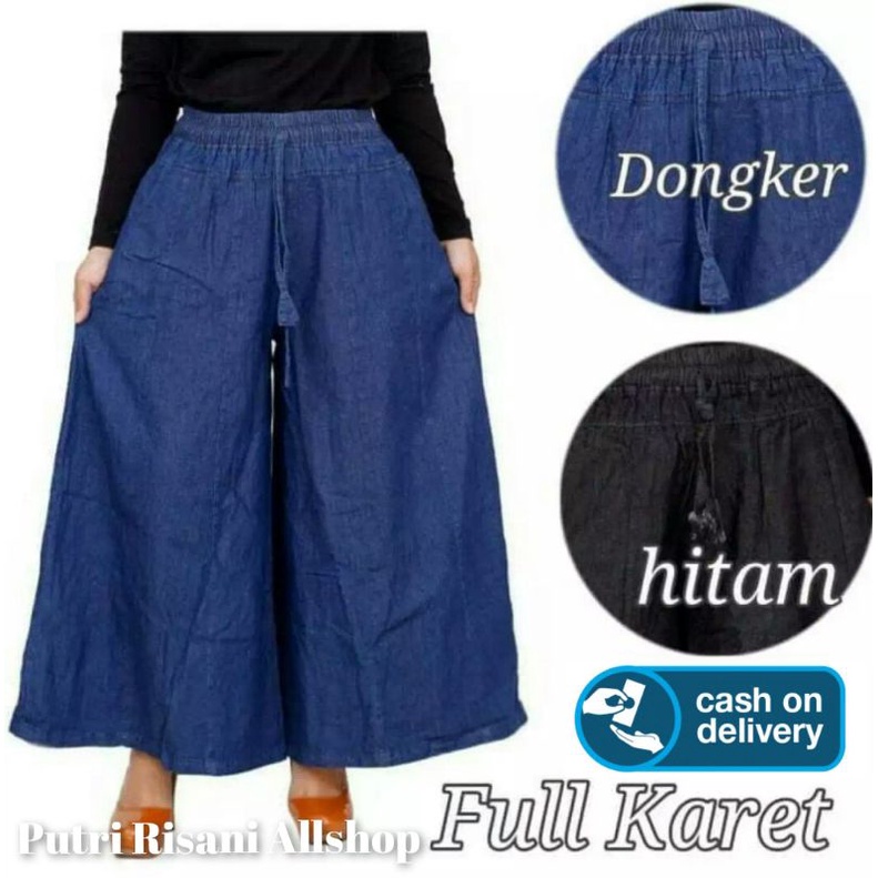 Celana Kulot  Panjang Dewasa  Soft Jeans (standar-jumbo-super Jumbo)-1