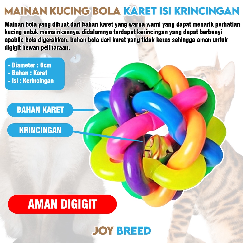 MAINAN KUCING BOLA PELANGI ISI KERINCINGAN RAINBOW BALL WITH BELL | JOY BREED